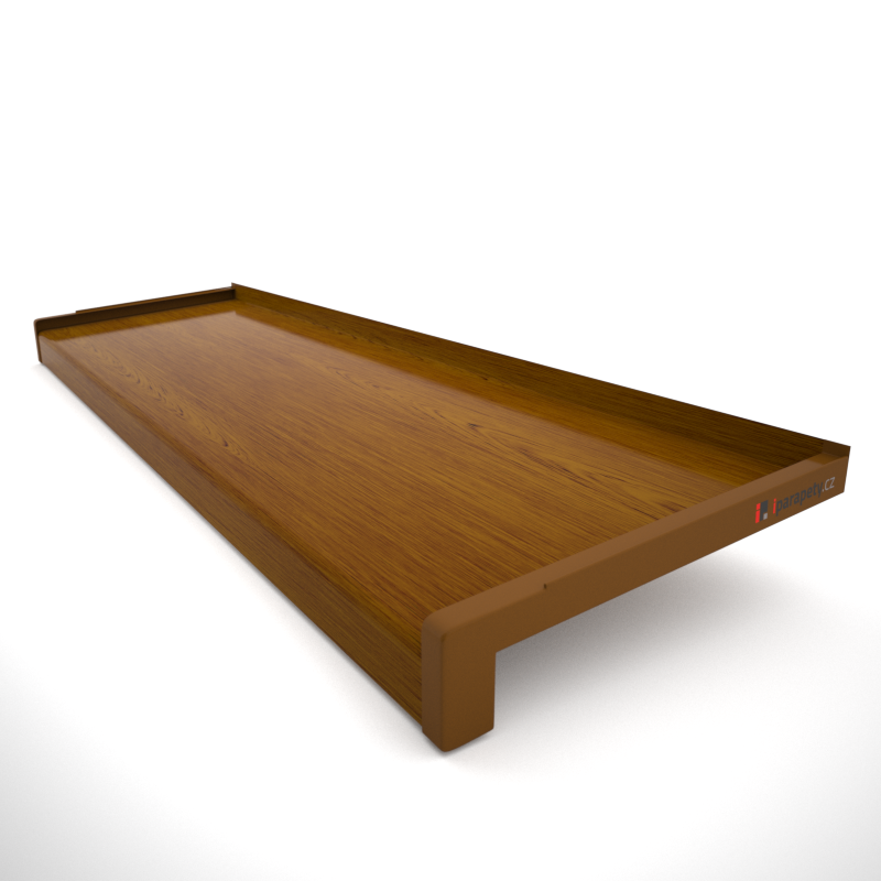 Venkovní parapet hliník ohýbaný 90 mm, tl. 1 mm, nos 40 mm, Dekor zlatý dub