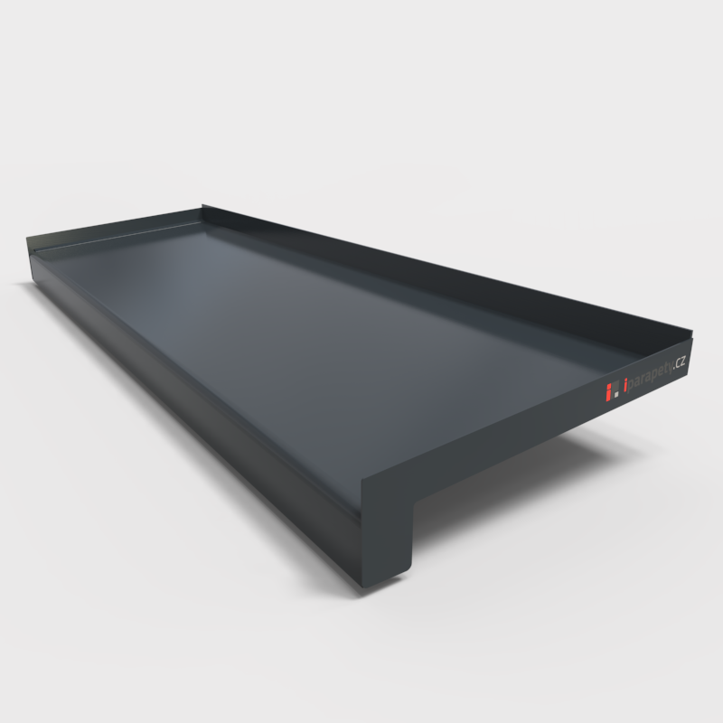 Venkovní parapet pozink s nosem 240 mm, tl. 0,75 mm, nos 40 mm, Antracitový RAL 7016