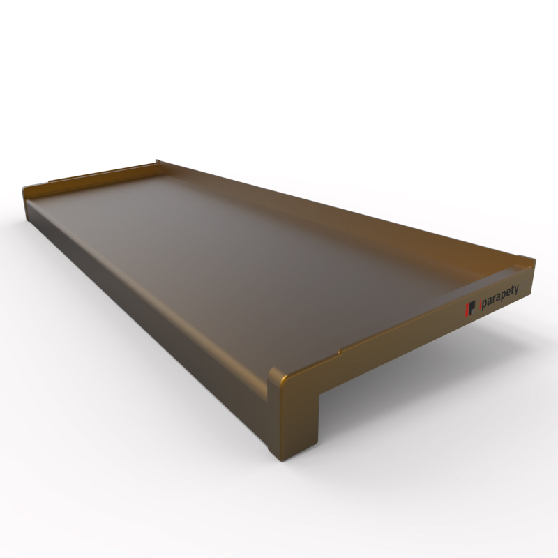 Venkovní parapet hliník tažený 50 mm, tl. 1,2 - 2,8 mm, nos 25 mm, Bronzový Elox