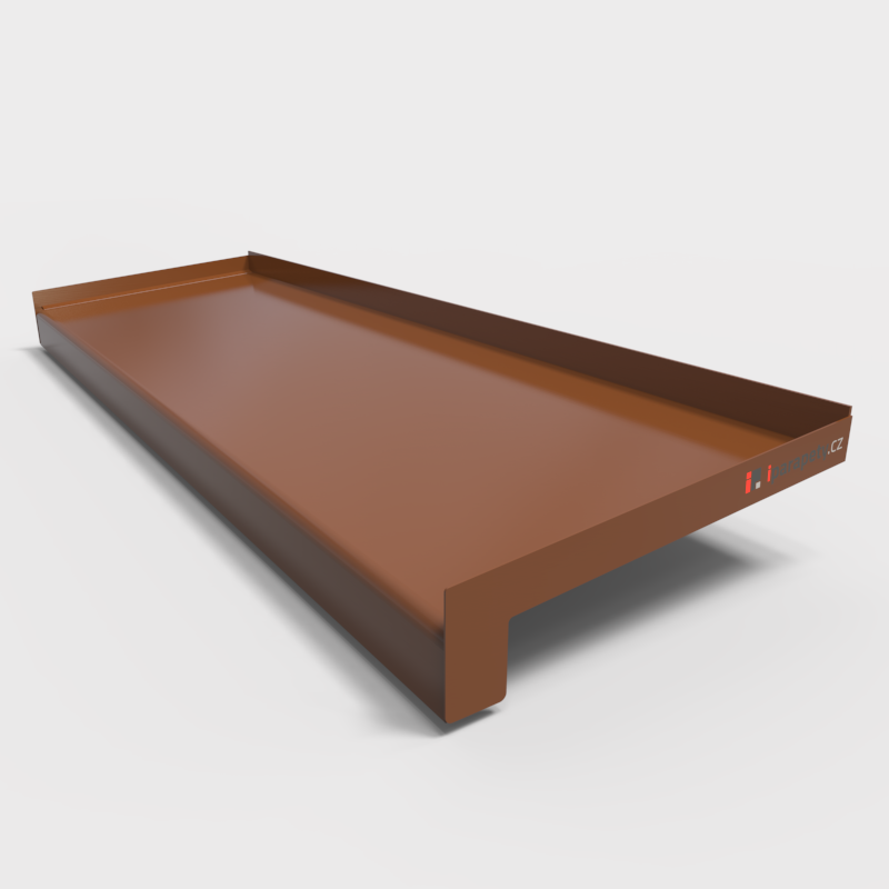 Venkovní parapet hliník ohýbaný 380 mm, tl. 0,8 mm, nos 25 mm, Světle hnědý RAL 8003