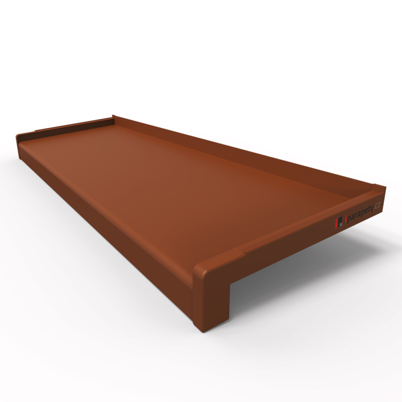 Venkovní parapet hliník tažený 50 mm, tl. 1,2 - 2,8 mm, nos 40 mm, Světle hnědý RAL 8003