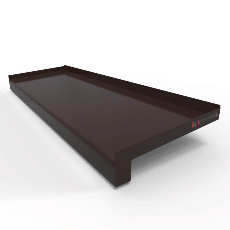 Venkovní parapet hliník ohýbaný 70 mm, tl. 0,8 mm, nos 25 mm, Hnědý RAL 8019